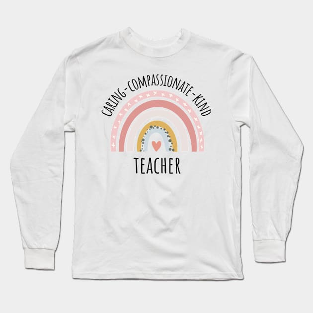 Teacher Pastel Rainbow Long Sleeve T-Shirt by IndigoPine